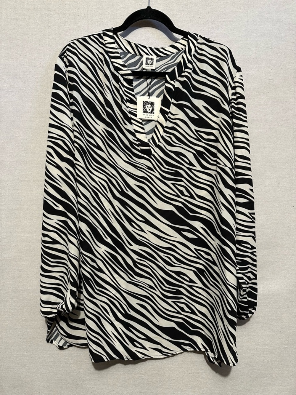 NWT Anne Klein Zebra Print V-Neck Blouse - size 3X